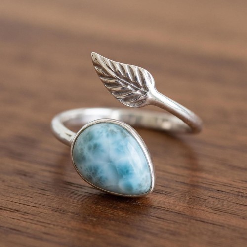 Natural larimar ring - ring, 925